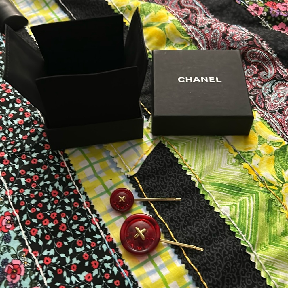 Chanel button hair pins